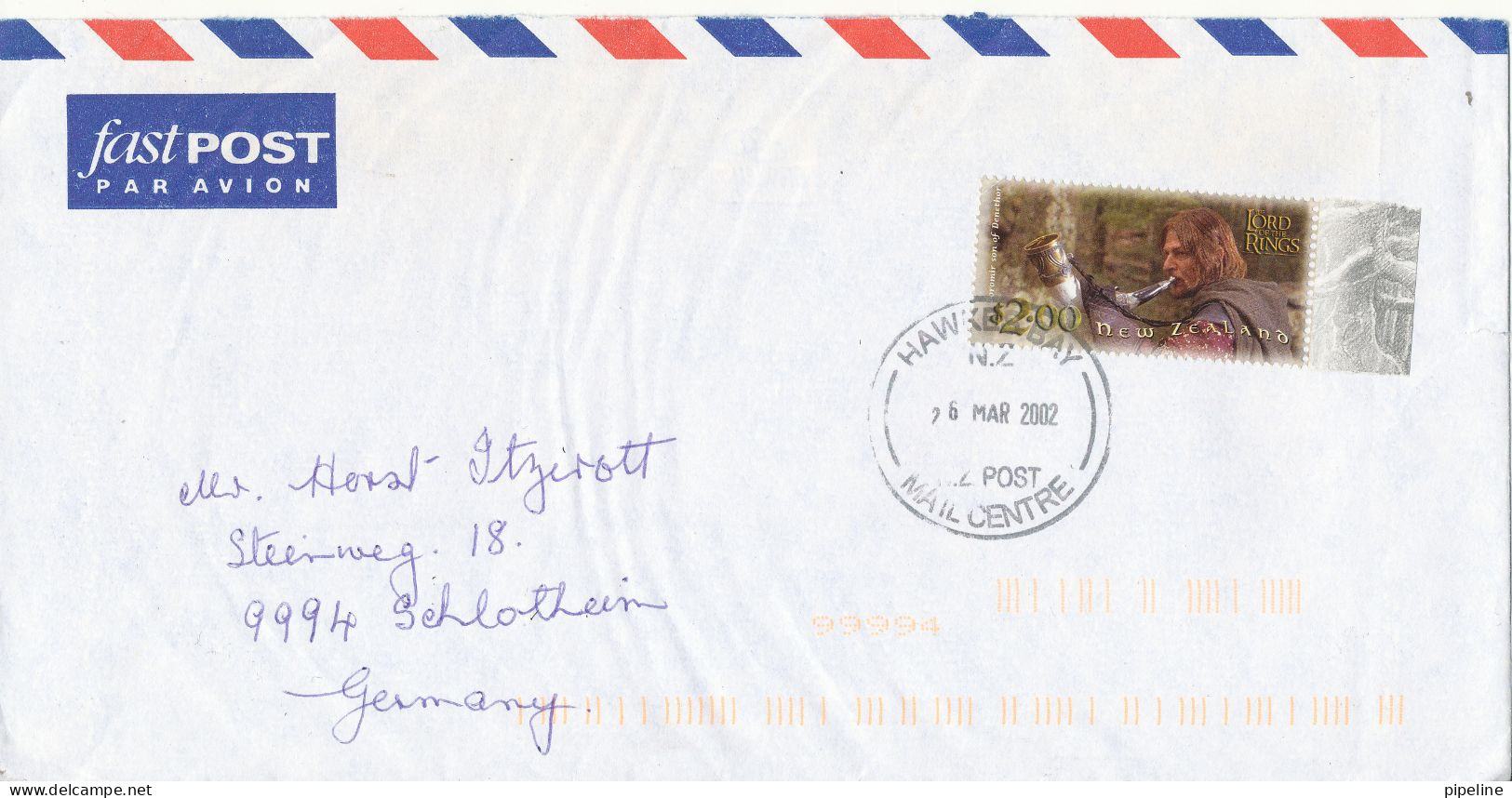 New Zealand Air Mail Cover Sent To Germany 26-3-2002 Single Franked - Posta Aerea