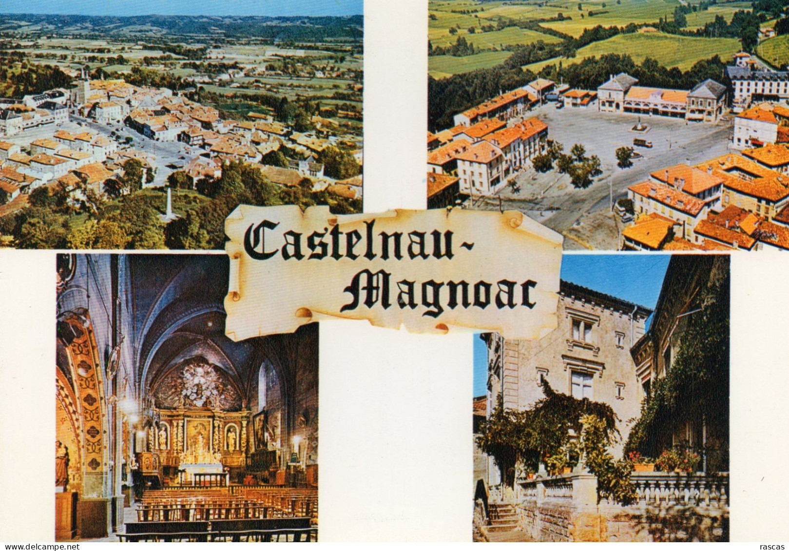 CPM - L - HAUTES PYRENEES - CASTELNAU MAGNOAC - VUE AERIENNE - LA PLACE - L'EGLISE INTERIEURE - MAISON DES AVOCATS - Castelnau Magnoac