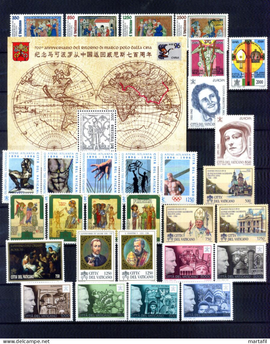 1996 VATICANO ANNATA COMPLETA Year Complete MNH ** - Años Completos