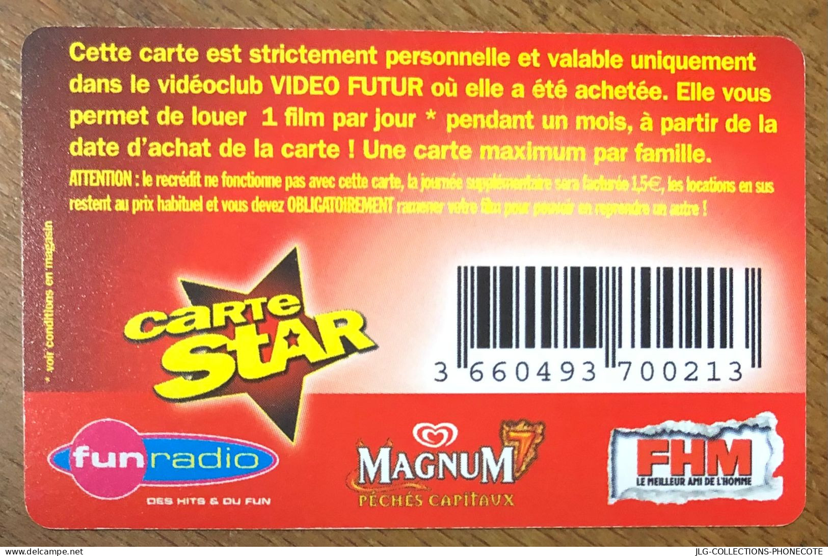 VIDEO FUTUR CARTE STAR DECALAGE HORAIRE CINEMA FILM PAS NO TELECARTE TELEFONKARTE SCHEDA TARJETA PHONECARD PREPAID CARD - Suscripción