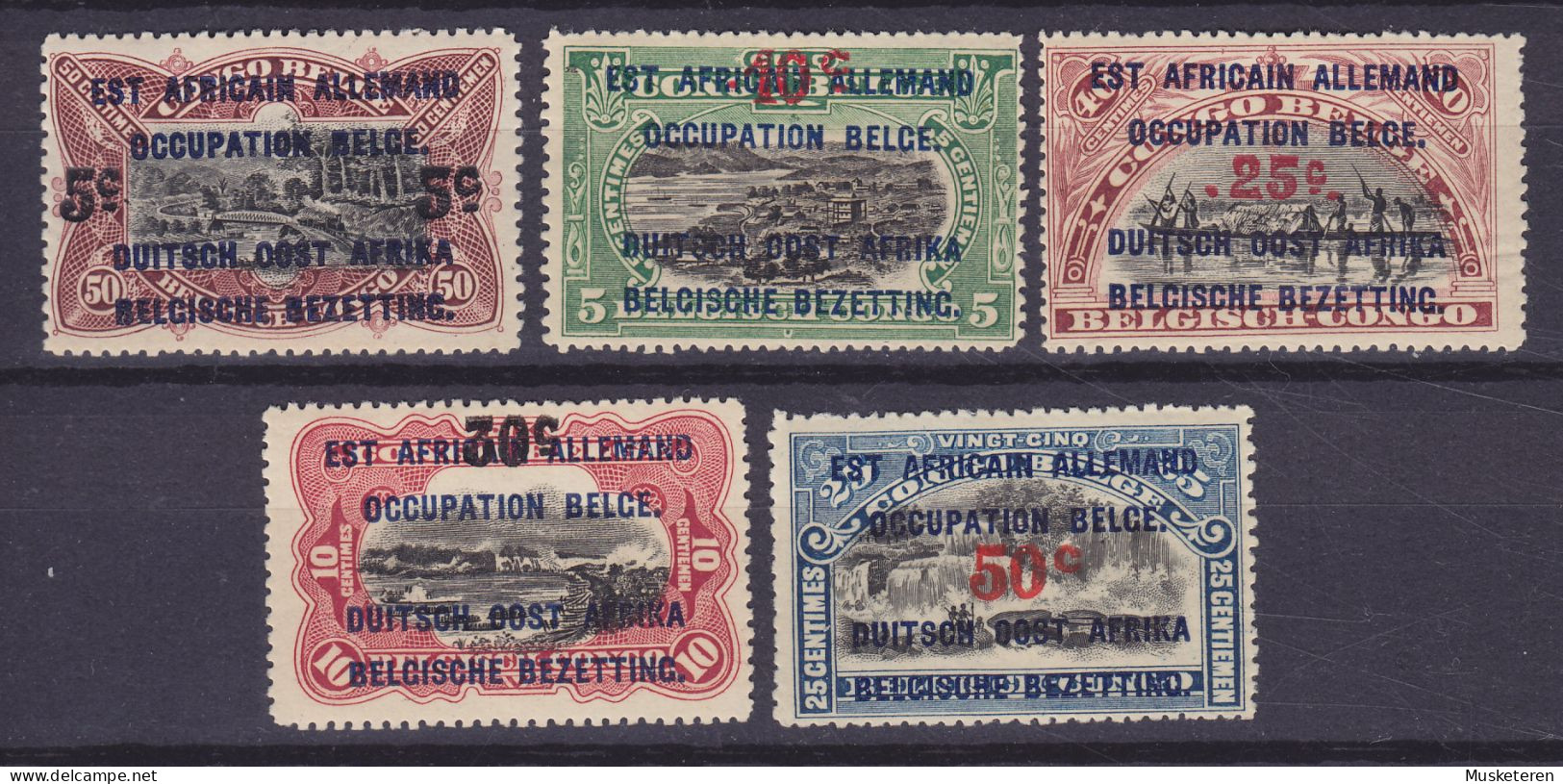 Ruanda-Urundi Belgische Besetzung Deutsch-Ostafrika 1922 Mi. 34-38 Mandatsverwaltung Complete Set, MNH* - Neufs