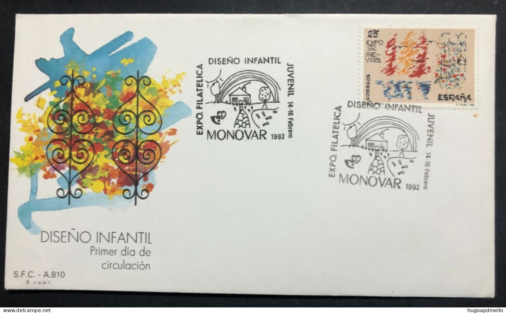 SPAIN, Uncirculated FDC,« Diseño Infantil », « Childisch Drawing », « EXPO '92 SEVILLA », « Philatelic Exhibition »,1992 - 1992 – Sevilla (Spanje)