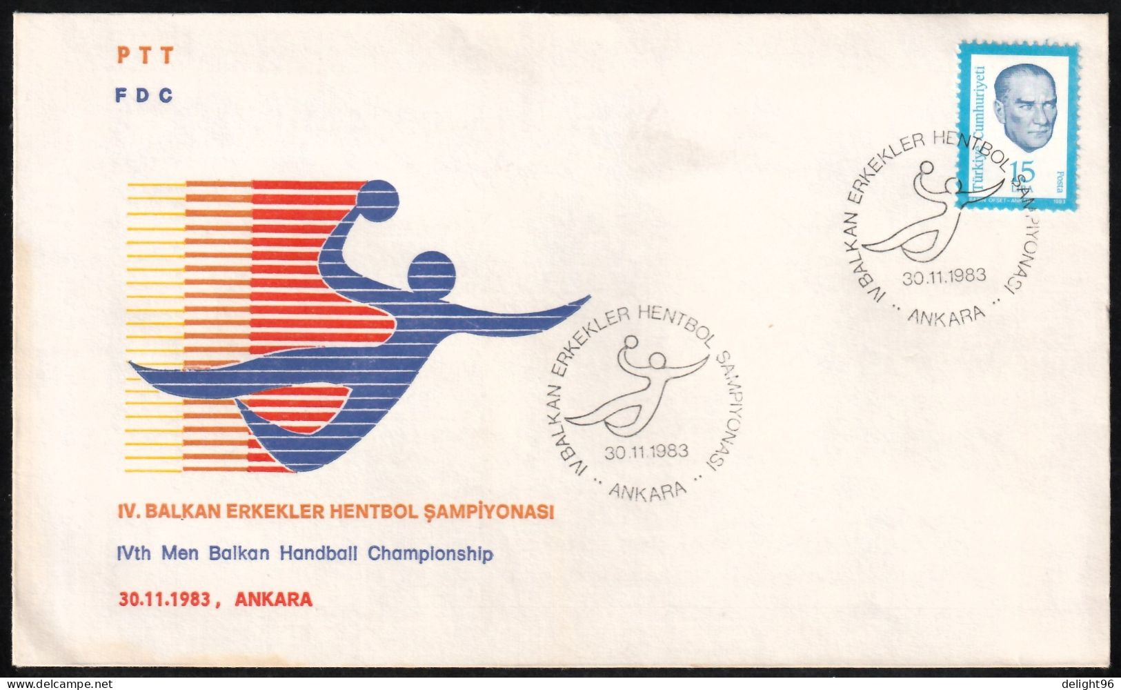 1983 Turkey 4th Balkan Men's Handball Championship Commemorative Cover And Cancellation - Balonmano