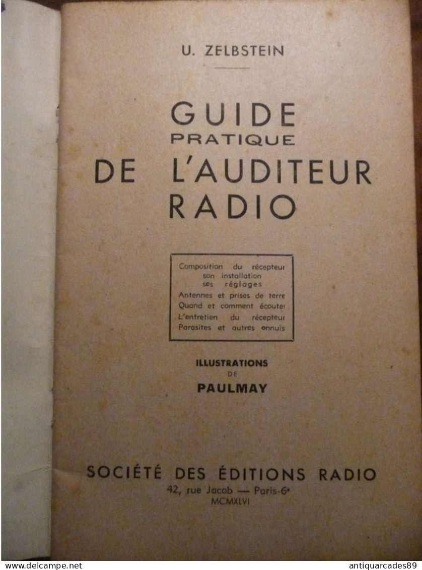 GUIDE PRATIQUE DE L'AUDITEUR RADIO Par U. ZELBSTEIN - Audio-Visual