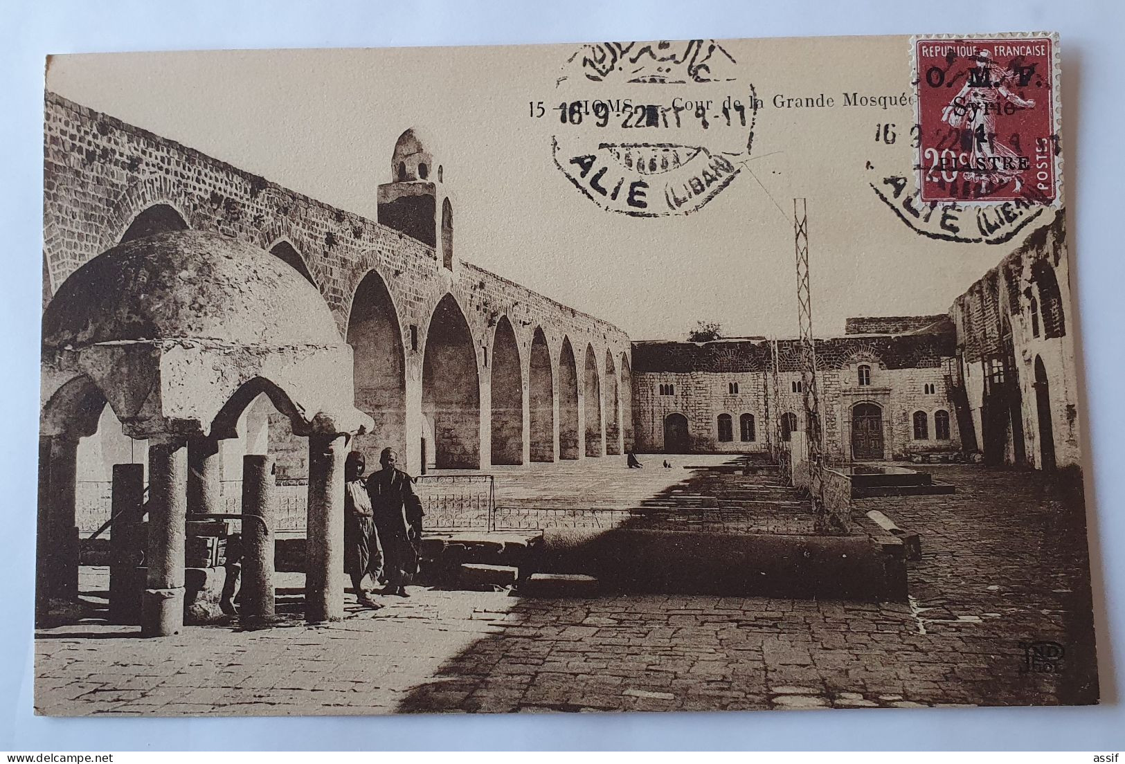 16 cpa cachet Alié Liban 16/09/1922 Syrie timbre semeuse