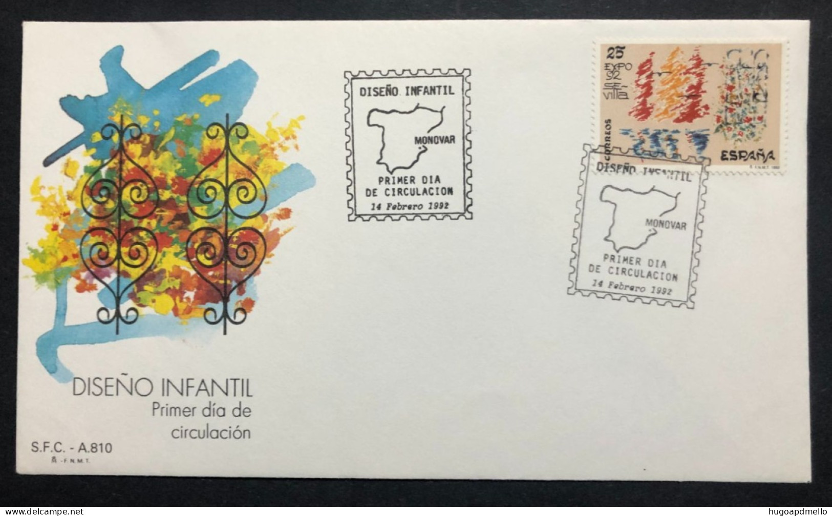 SPAIN, Uncirculated FDC,« Diseño Infantil », « Childisch Drawing », « EXPO '92 SEVILLA », « Philatelic Exhibition »,1992 - 1992 – Séville (Espagne)