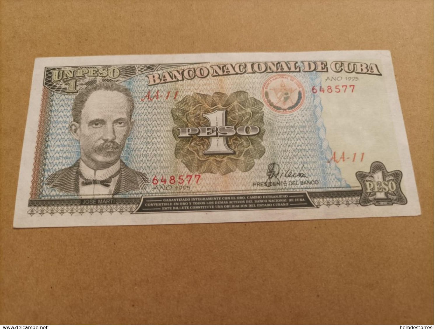 Billete De Cuba De 1 Peso, Año 1995, Serie AA, UNC - Cuba