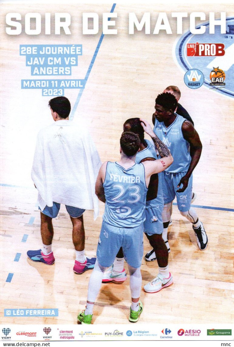 Programme Basket Pro B  JA VICHY / ANGERS Du 11 Avril 2023 - Uniformes, Recordatorios & Misc