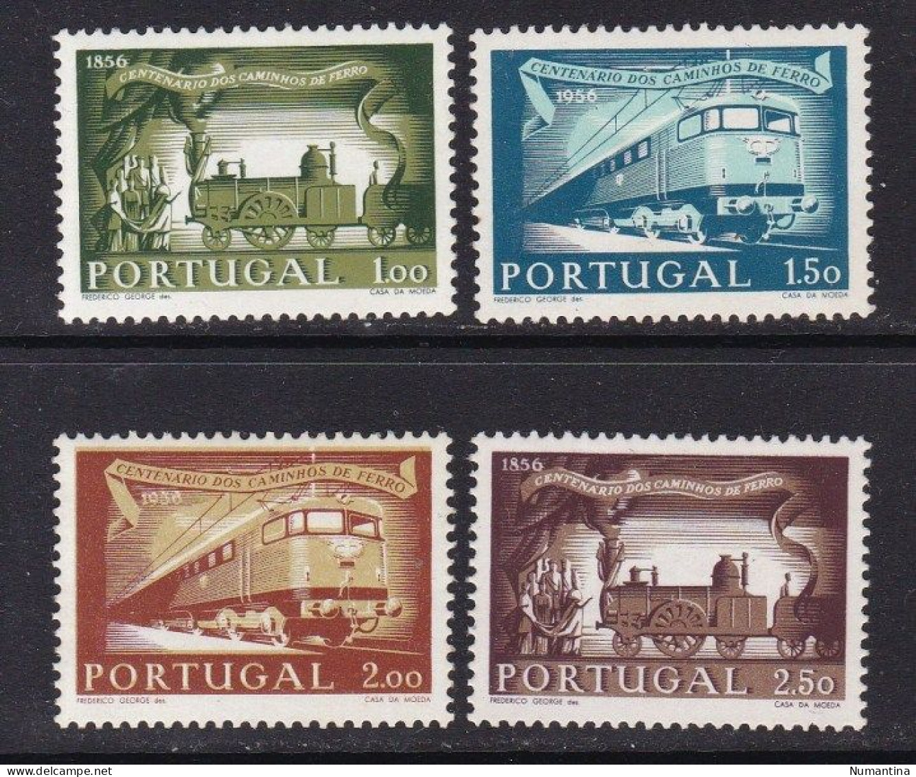 PORTUGAL - 1956 - YVERT 831/834 - Ferrocarriles - MNH - Valor De Catologo 115 € - Nuevos