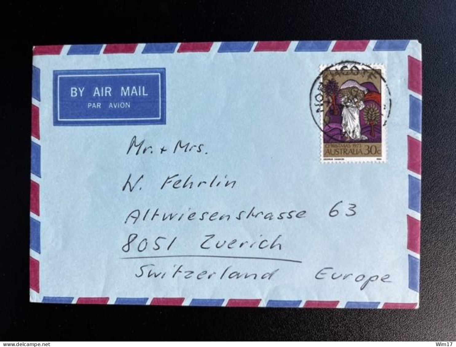AUSTRALIA 1973? AIR MAIL LETTER NORTHCOTE TO ZURICH AUSTRALIE - Covers & Documents