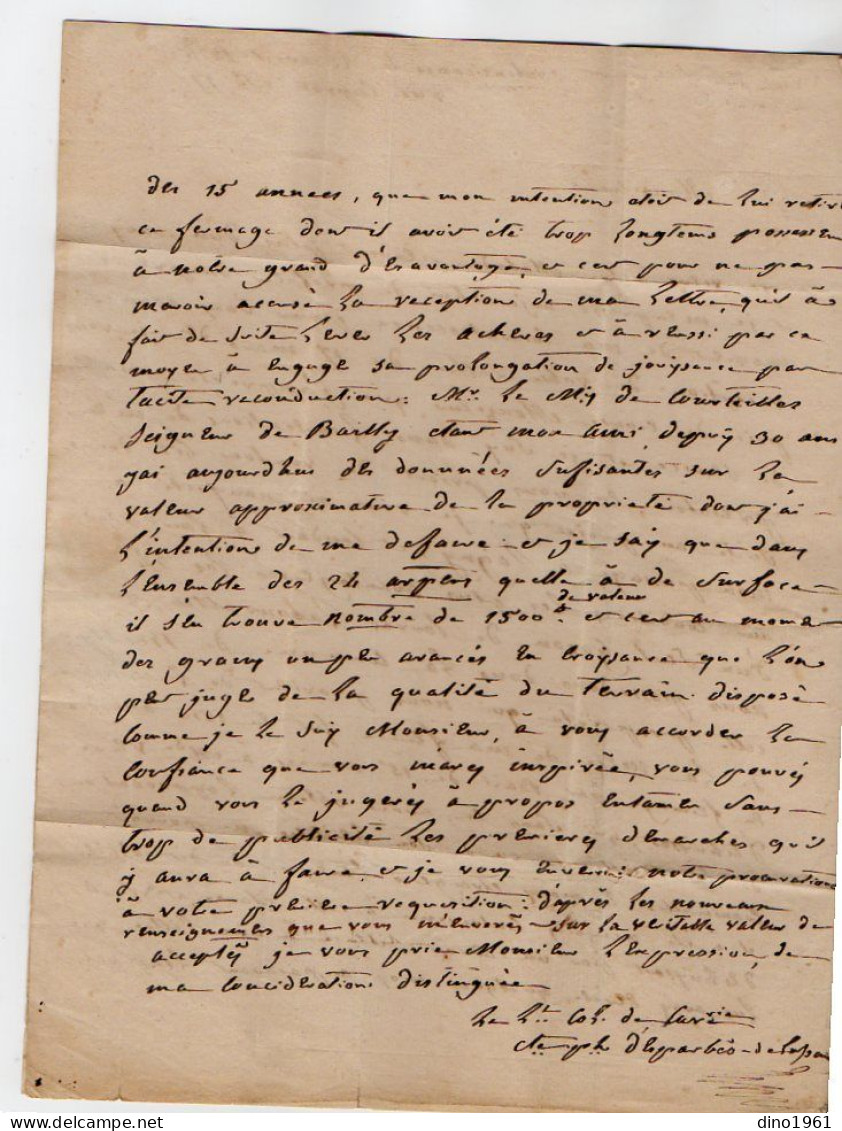 VP22.546 - VALENCIENNES X LAGNY 1826 - Le Cte D'ESPARBES De LUSSAN, Lt Colonel De Cavalerie,Pr à BAILLY - ROMAINVILLIERS - Documents