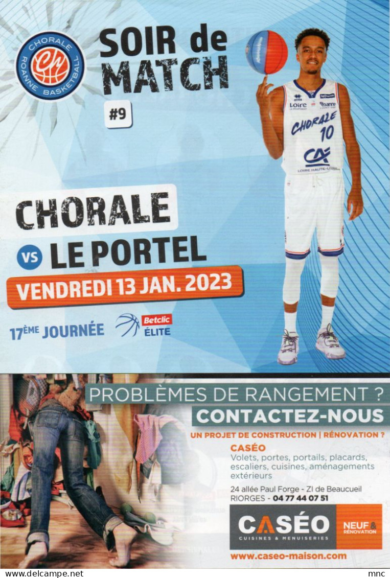 Programme Basket Pro A BETCLIC ELITE CHORALE De ROANNE / LE PORTEL 2022/2023 - Bekleidung, Souvenirs Und Sonstige