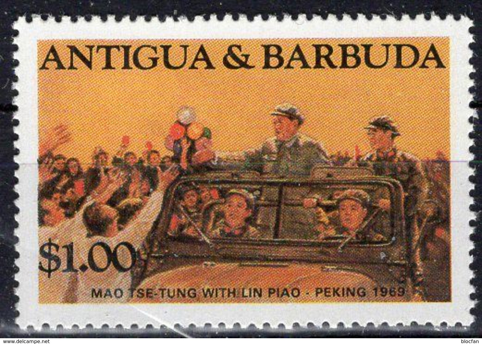 Mao Mit Lin Piao 1969 Antigua/Barbuda 821+ 4-Block ** 8€ Politiker Im Jeep S/s CHINA Bloc Military Sheet Bf America - Mao Tse-Tung