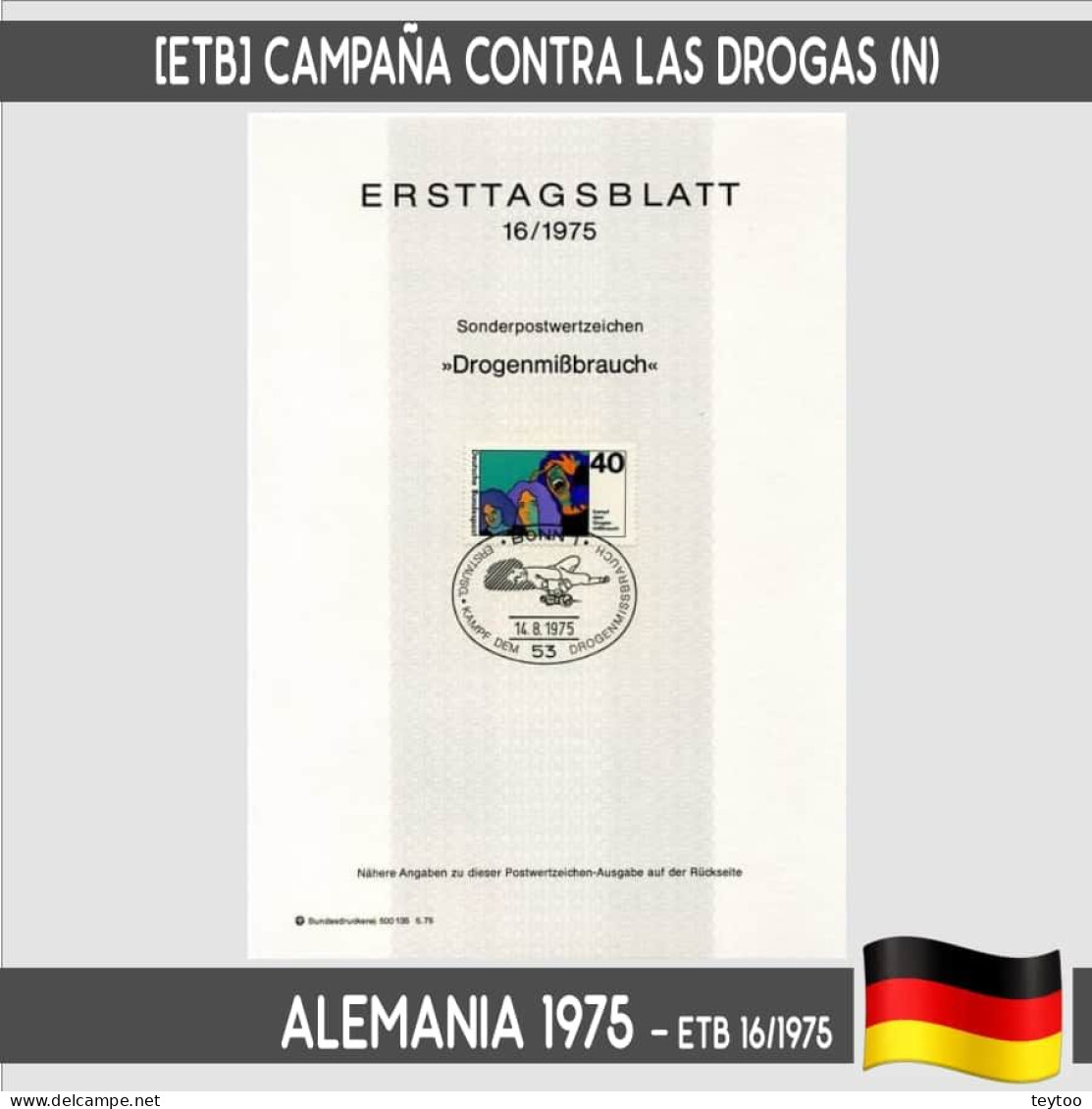 D0123# Alemania 1975. [ETB] Campaña Contra Las Drogas (N) - 1974-1980