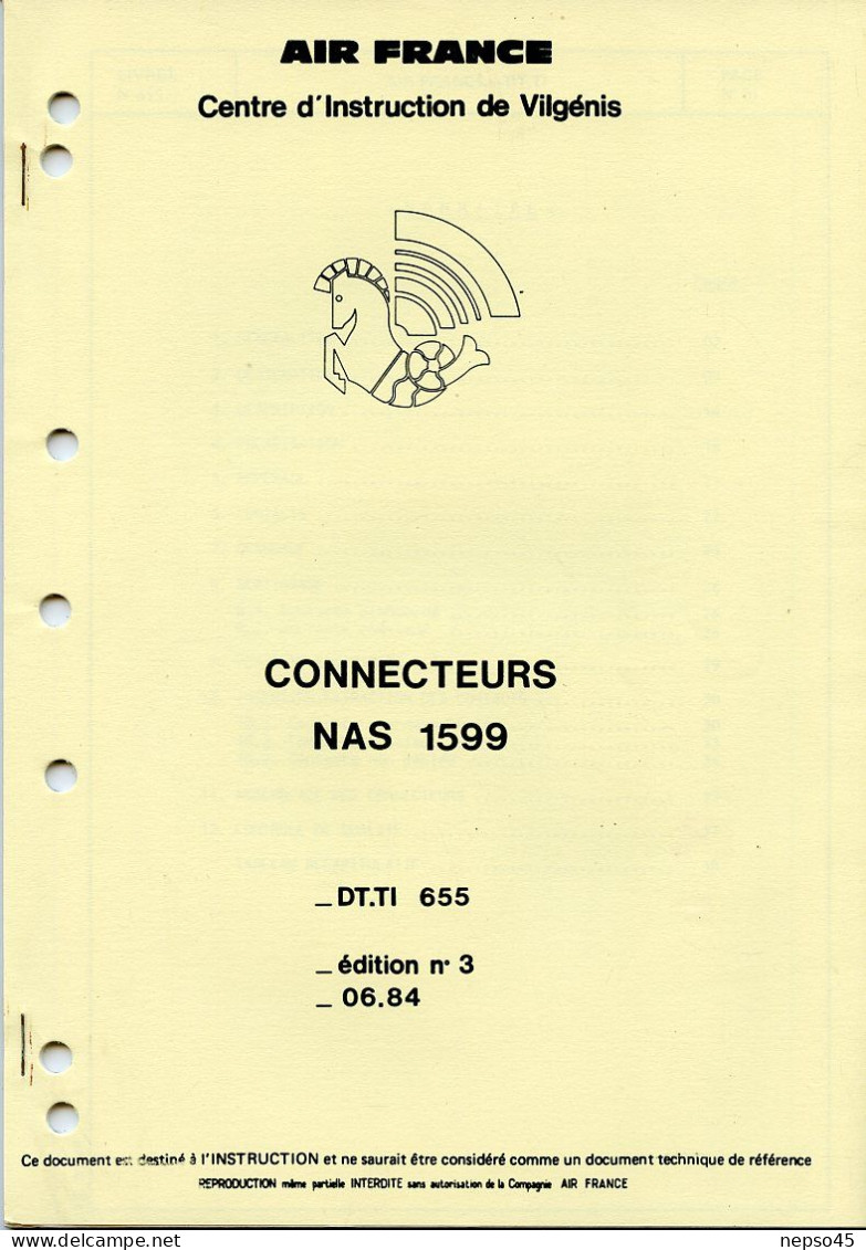 Brochure.Air France.Centre D'Instruction Connecteurs NAS 1599. - Handbücher