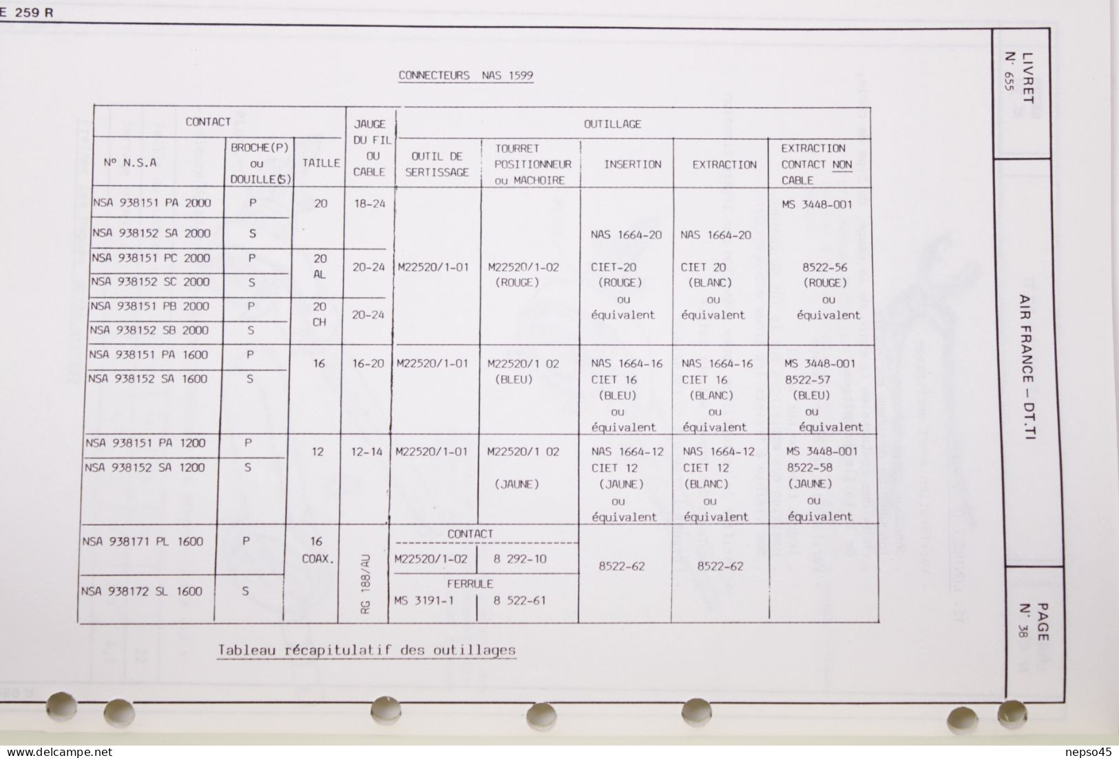 Brochure.Air France.Centre d'Instruction Connecteurs NAS 1599.