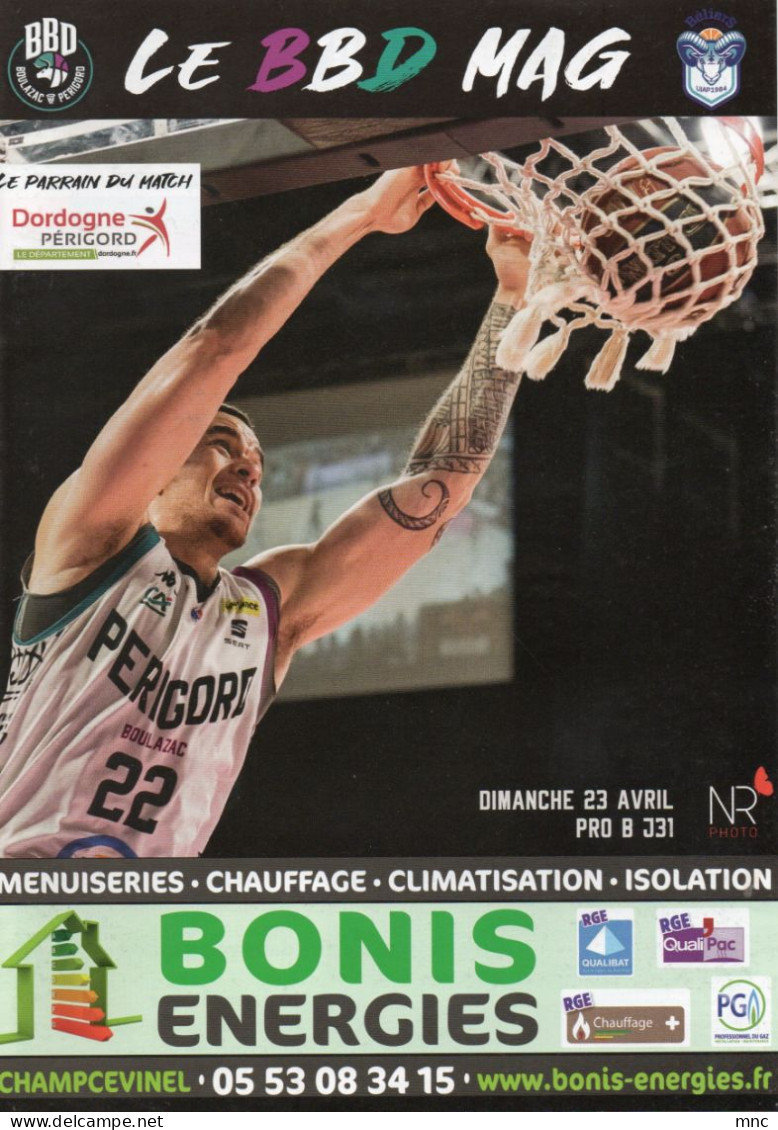 Programme Basket Pro B 2022/2023 BOULAZAC / QUIMPER - Bekleidung, Souvenirs Und Sonstige