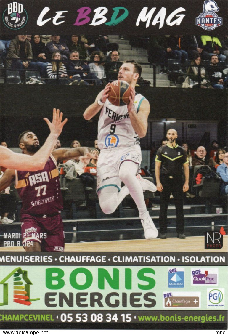 Programme Basket Pro B 2022/2023 BOULAZAC / NANTES - Bekleidung, Souvenirs Und Sonstige