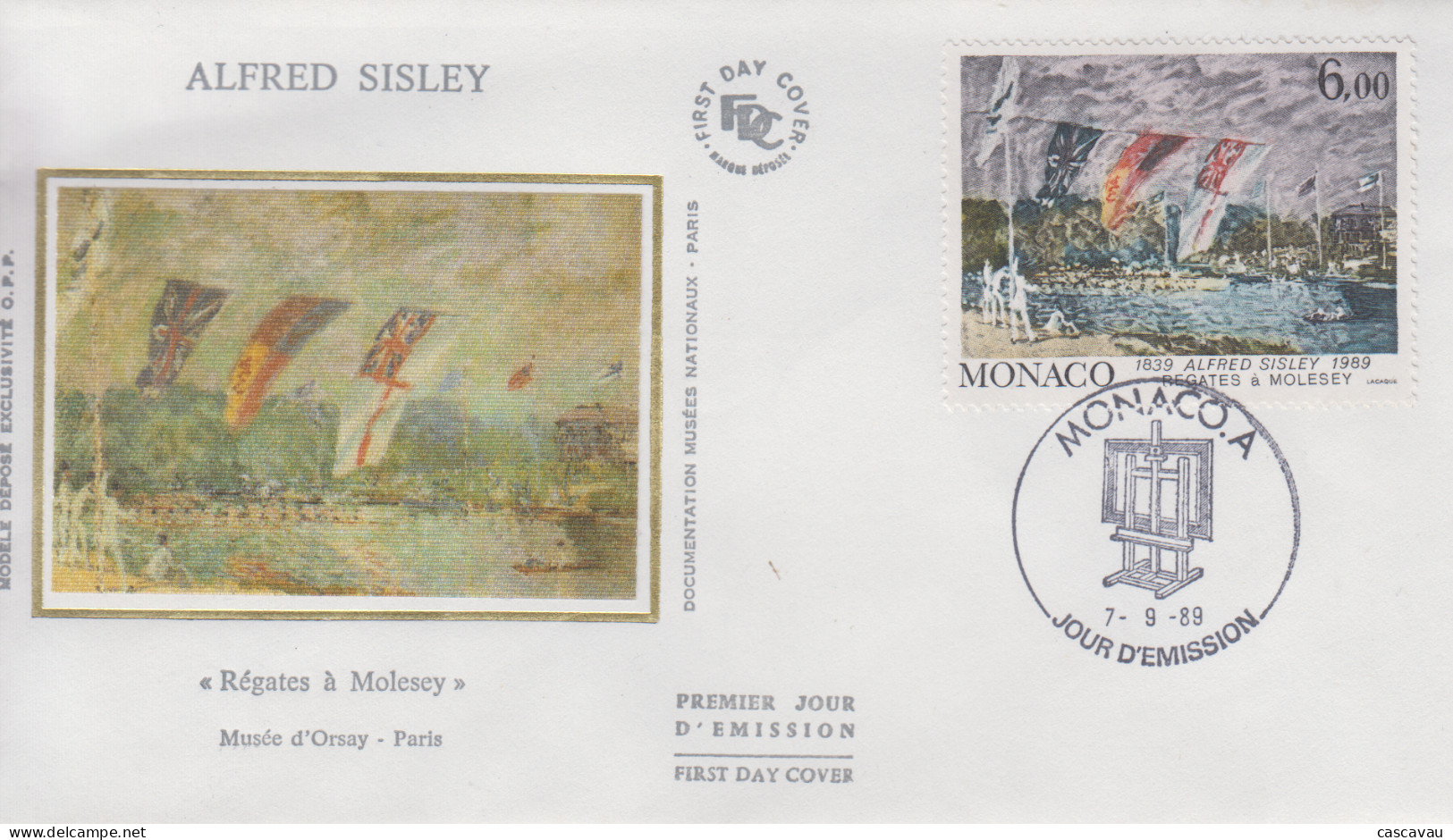 Enveloppe  FDC   1er  Jour   MONACO    Oeuvre   De    SISLEY   1989 - Impresionismo