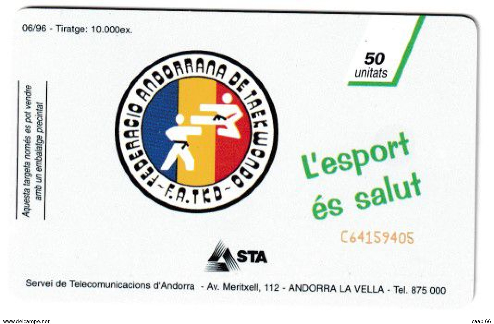 Andorre - Télécarte 50U - Federacio Andorrana De Taekwondo - Andorra