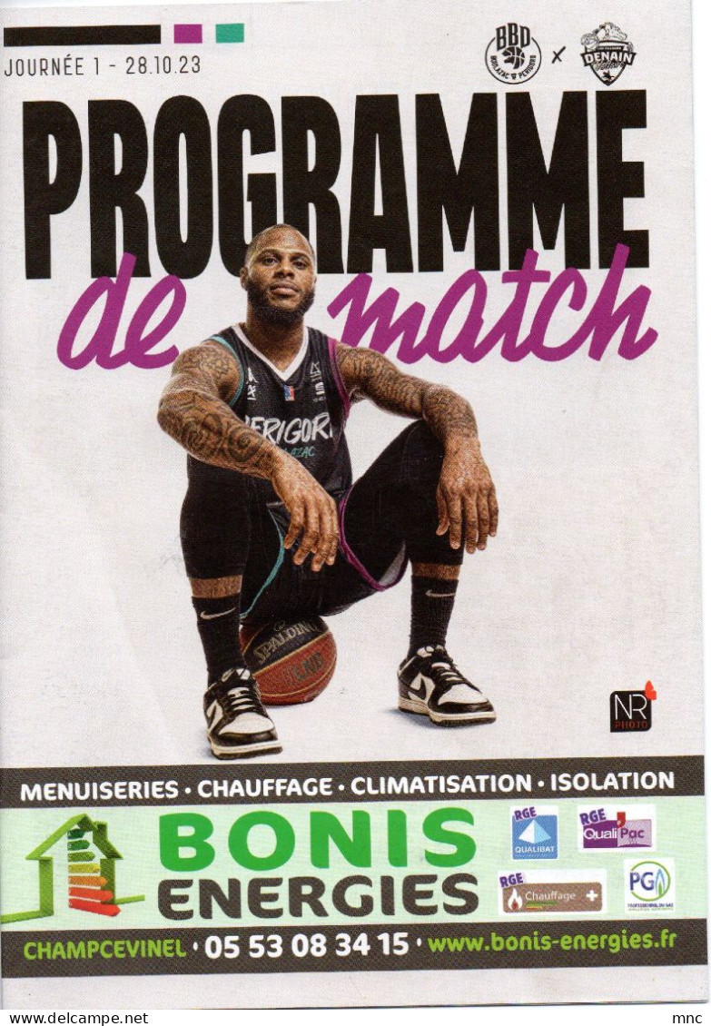 Programme Basket Pro B 20232024 BOULAZAC / DENAIN - Habillement, Souvenirs & Autres