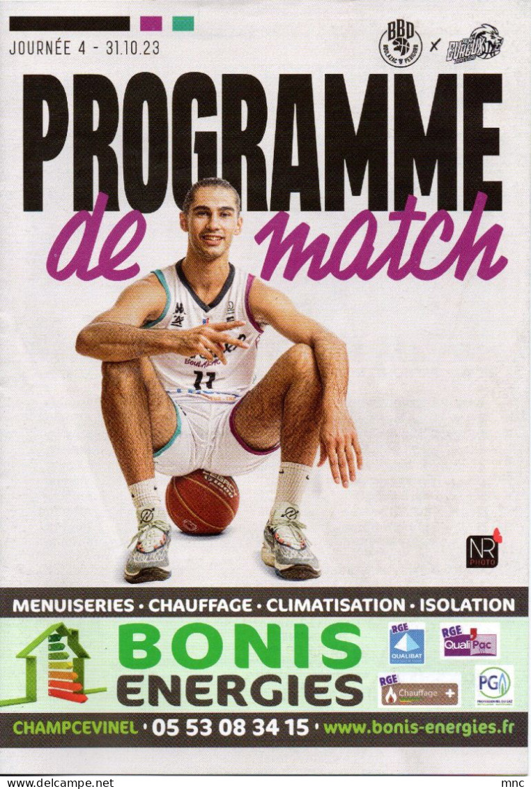 Programme Basket Pro B 20232024 BOULAZAC / EVREUX - Uniformes, Recordatorios & Misc