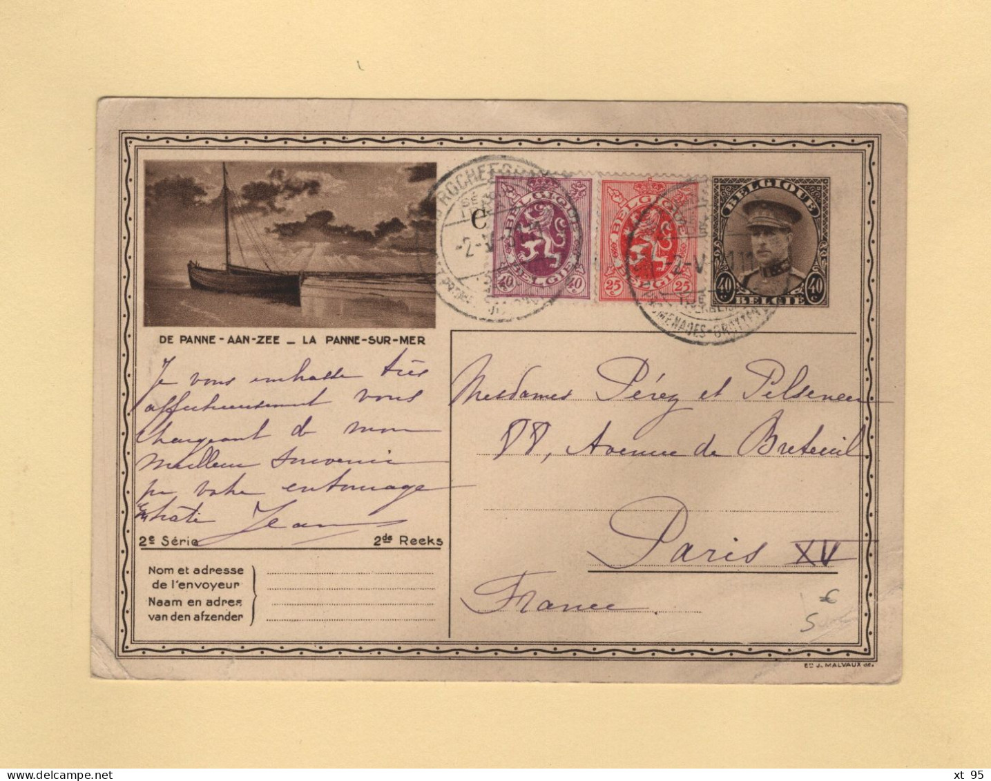 Belgique - Entier Postal - 2e Serie - De Panne - 1931 - Destination France - Sonstige & Ohne Zuordnung