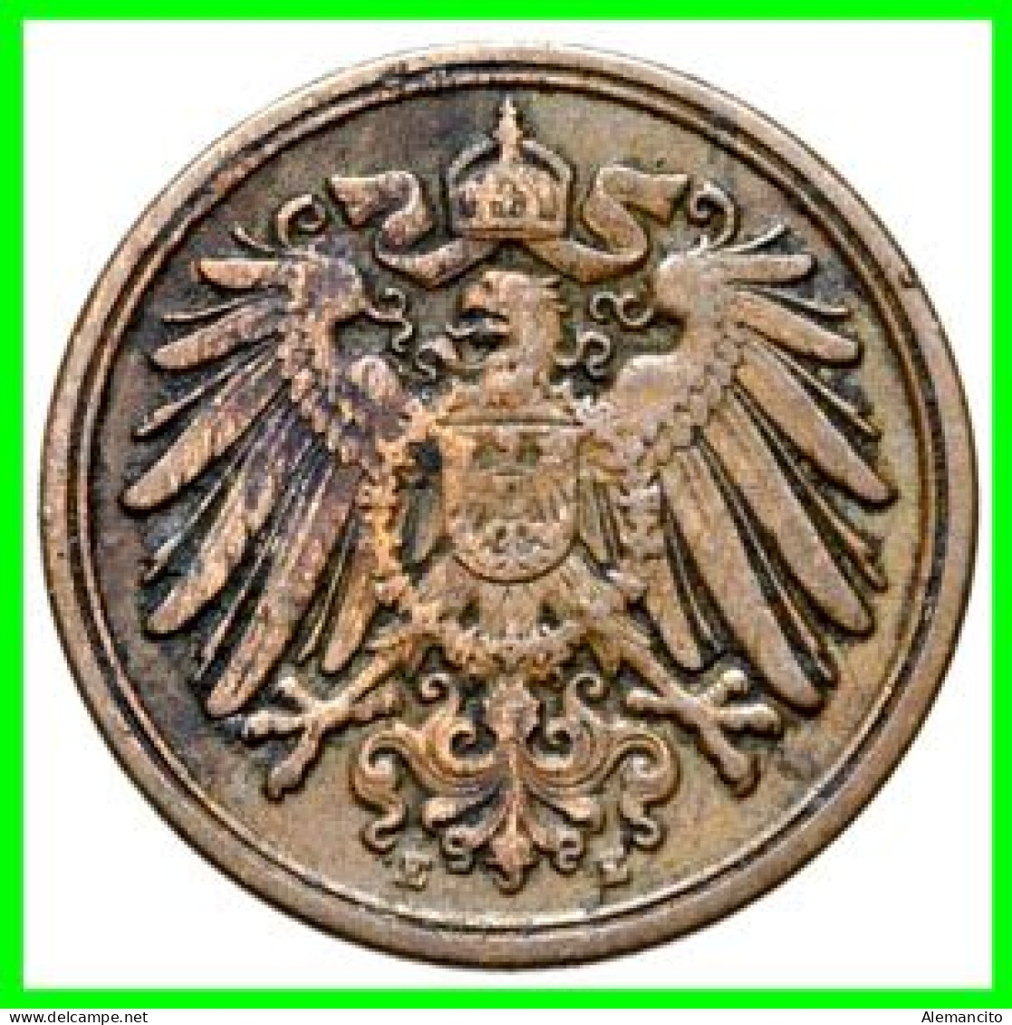 ALEMANIA – GERMANY - IMPERIO 4 MONEDAS DE SERIE COBRE DIAMETRO 17.5 Mm. DEL AÑO 1904 – KM-10   WILHELM II - 1 Pfennig
