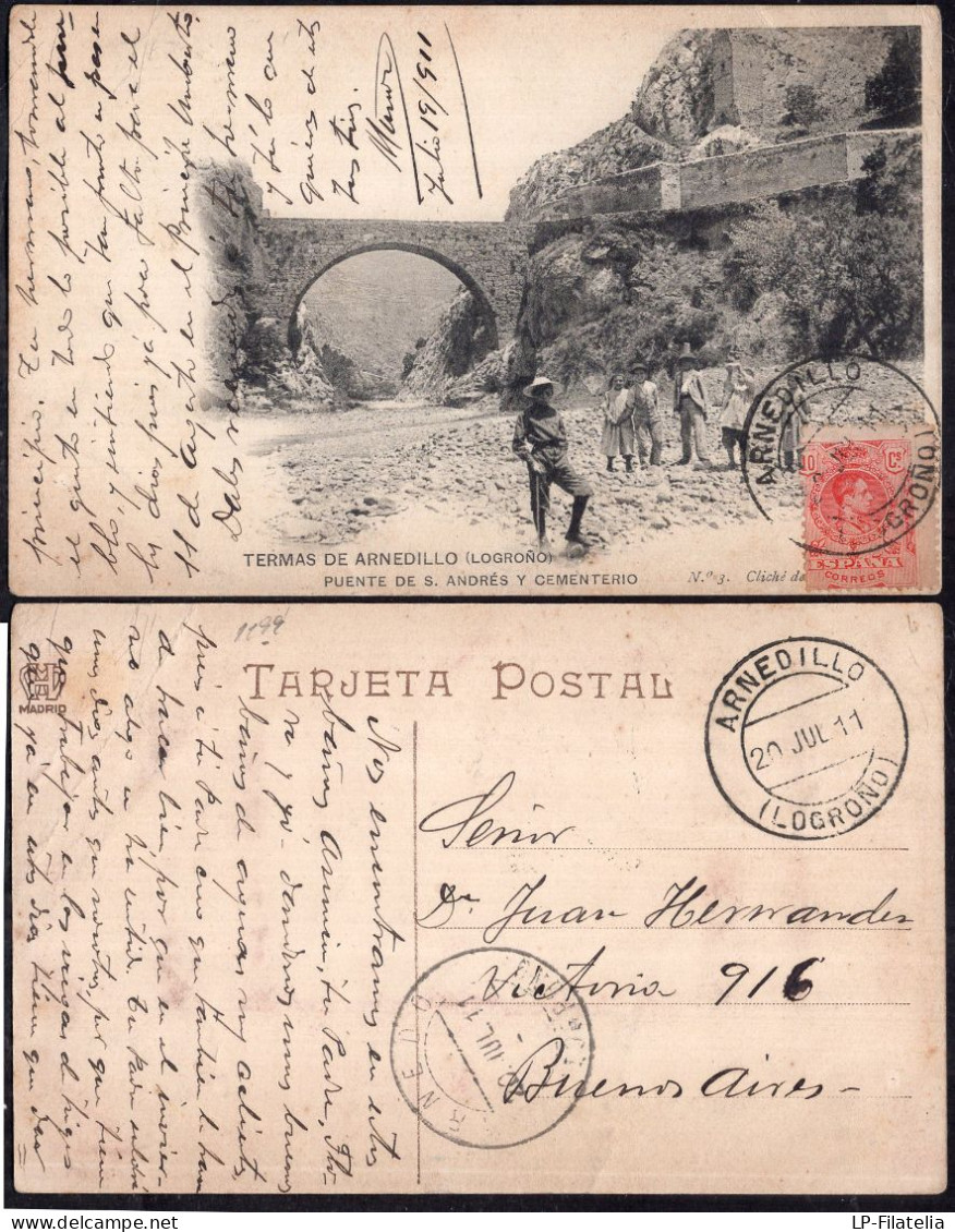 España - 1911 - Logroño - Termas De Arnedillo - Puente De San Andres Y Cementerio - La Rioja (Logrono)