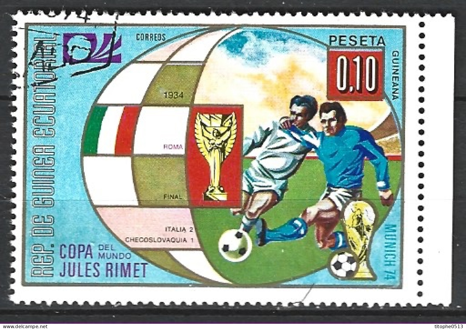 GUINEE EQUATORIALE. Timbre Oblitéré De 1974. Victoire De L'Italie. - 1934 – Italie