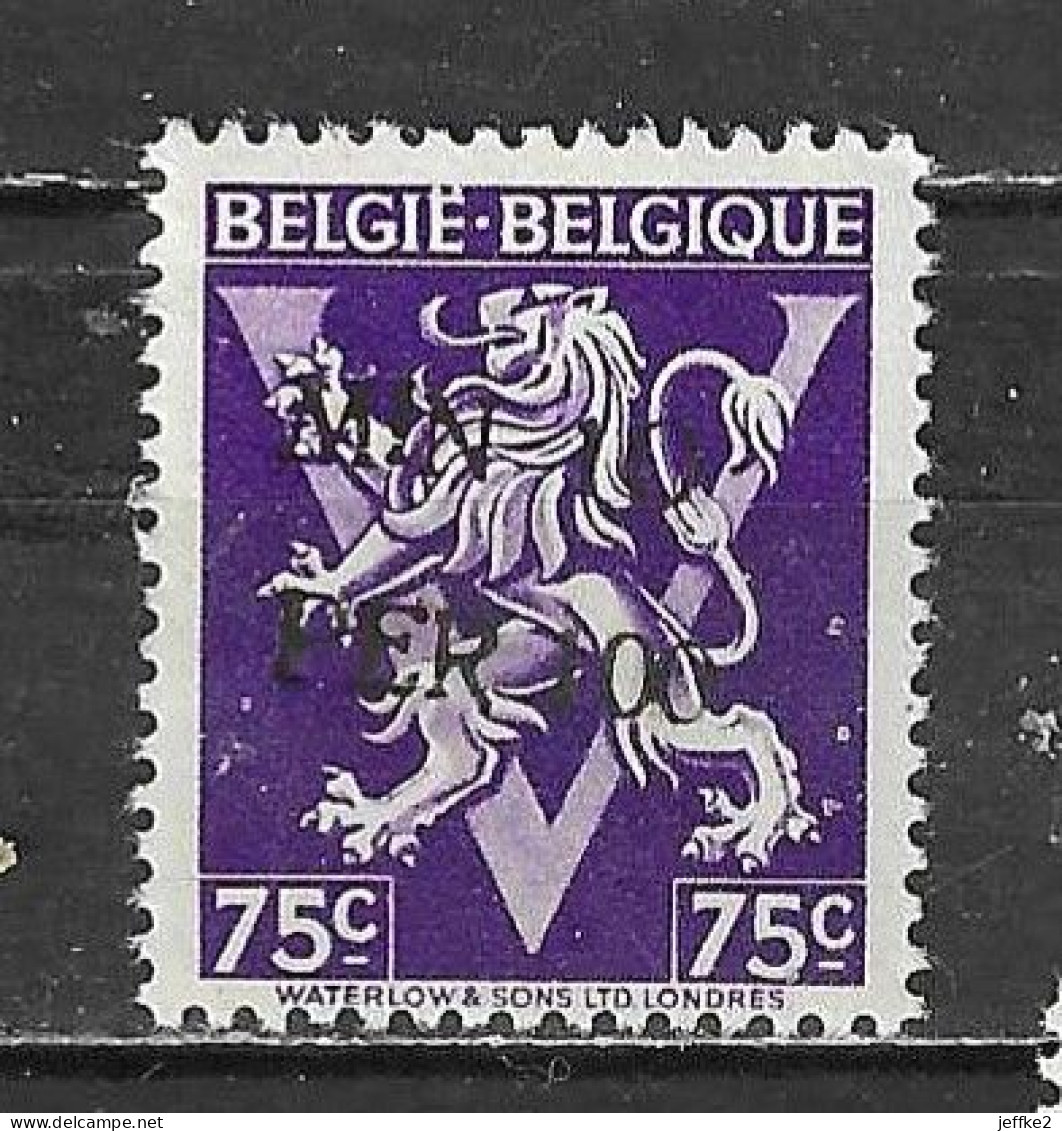 724tt**  Lion Héraldique Surchargé -10% - Bonne Valeur - OOSTROOZEBEKE - MNH** - LOOK!!!! - 1946 -10%