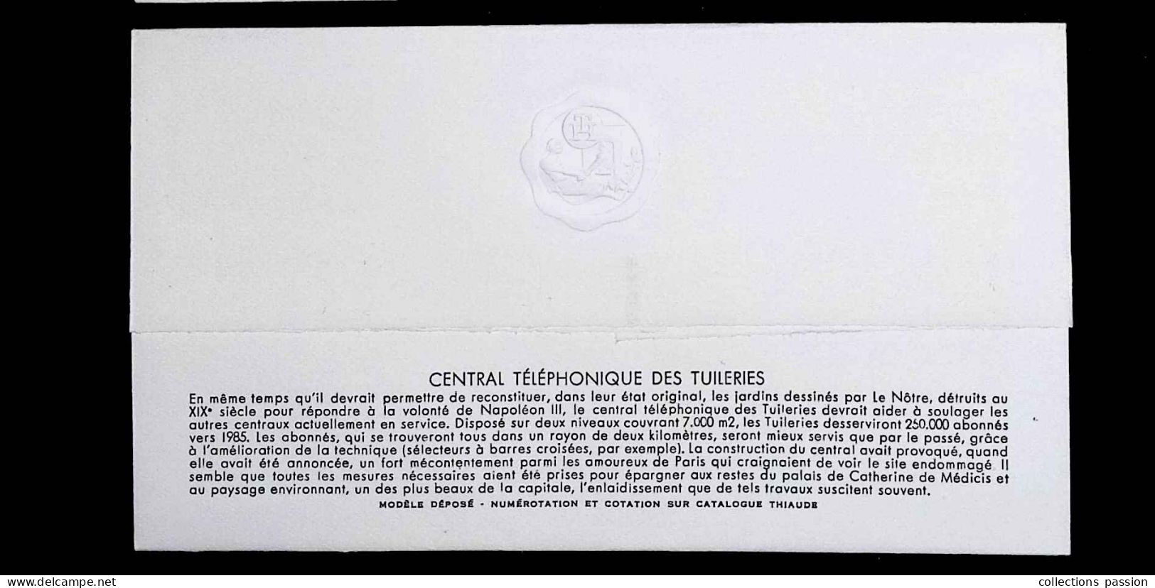 FDC, 1 Er Jour, Centre Téléphonique Tuileries, 15 Mai 1973, 75, Paris, H. Thiaude, 2 Scans - 1970-1979