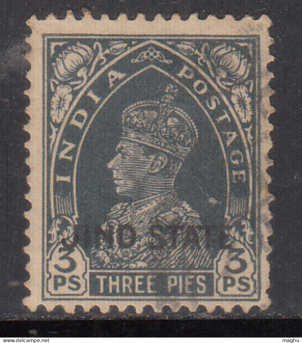 3p Used Jind State 1941-1943, KGVI Series, British India, SG127 £27 - Jhind