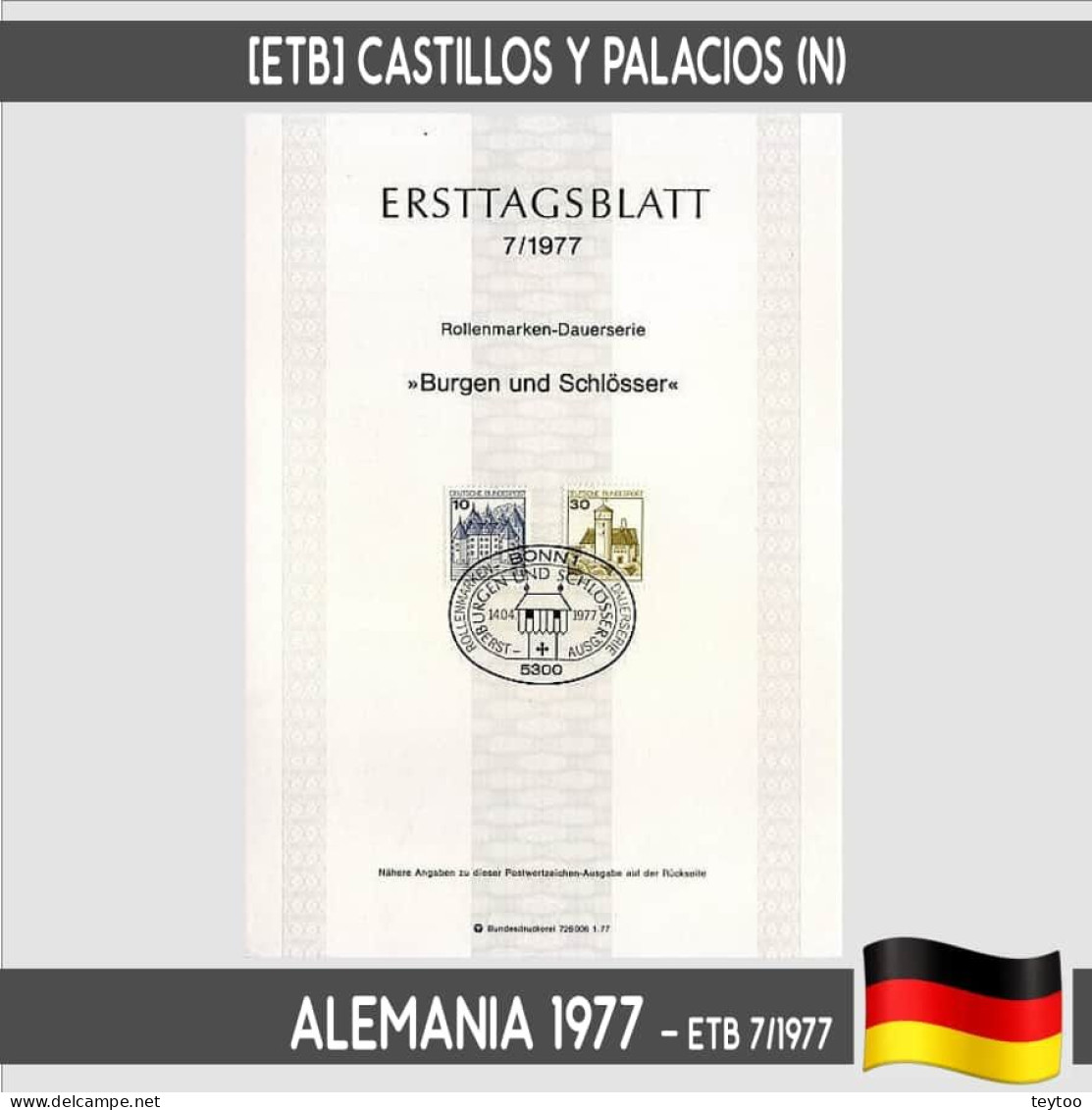 D0125# Alemania 1977. [ETB] Castillos Y Palacios (N) - 1974-1980