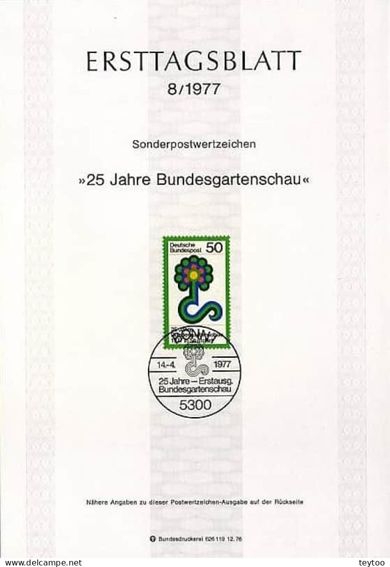 D0126# Alemania 1977. [ETB] Exposición Nacional De Jardines. Stuttgart (N) - 1974-1980
