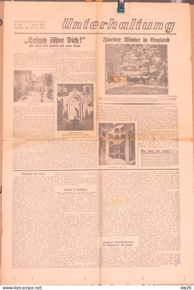 Quotidien Allemand - Tägliches Propagandablatt Drittes Reich: Unterhaltung - Dortmunder Zeitung N° 235, 22 Mai 1935 - Altri & Non Classificati