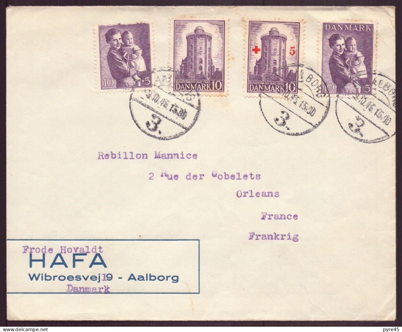 Danemark, Enveloppe à En-tête " Hafa " Du 9 Octobre 1946 De Aalborg Pour Orléans - Other & Unclassified