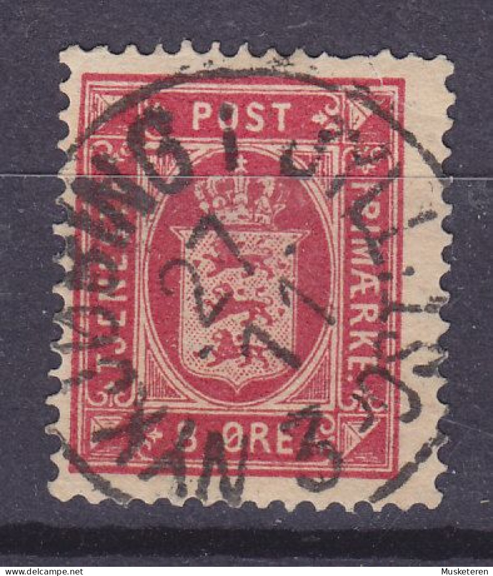 Denmark 1875 Mi. 6 Y A, 8 Øre Wappen Dienst Service Official Deluxe NYKJØBING I JYLLAND Lapidar Cancel (2 Scans) - Dienstmarken