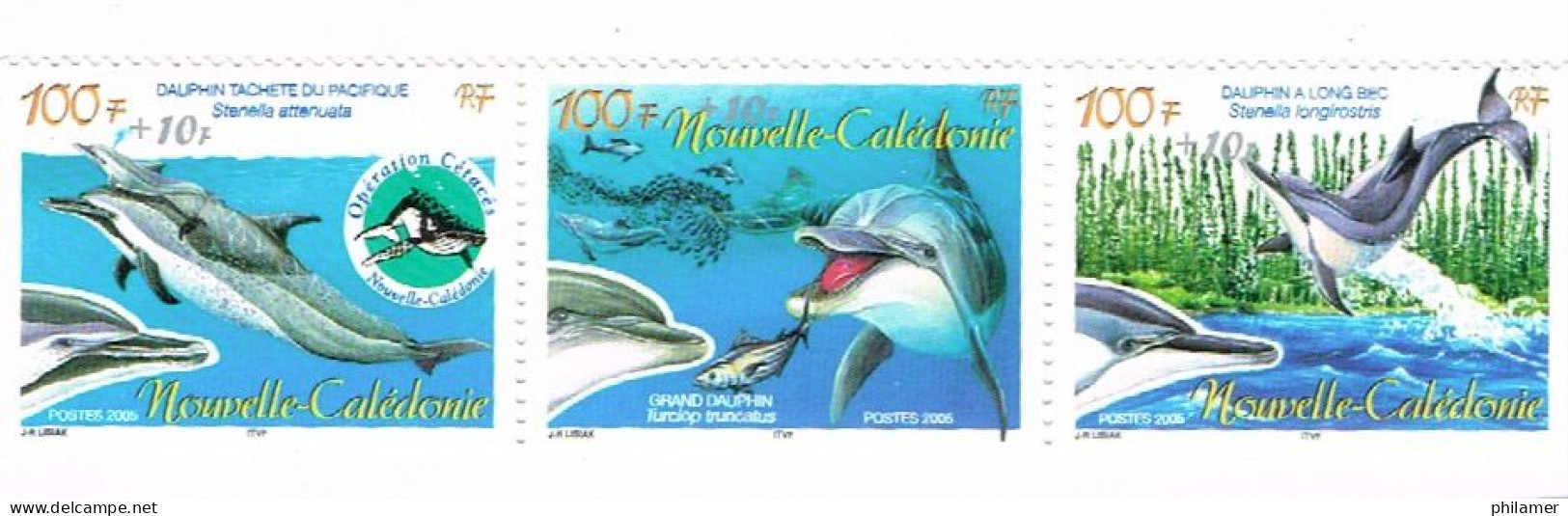 Nouvelle Caledonie Caledonie Timbre YT 965 A 967 Dauphin Dolphin Cetace Surcharge + 10 F Neuf BE - Libretti