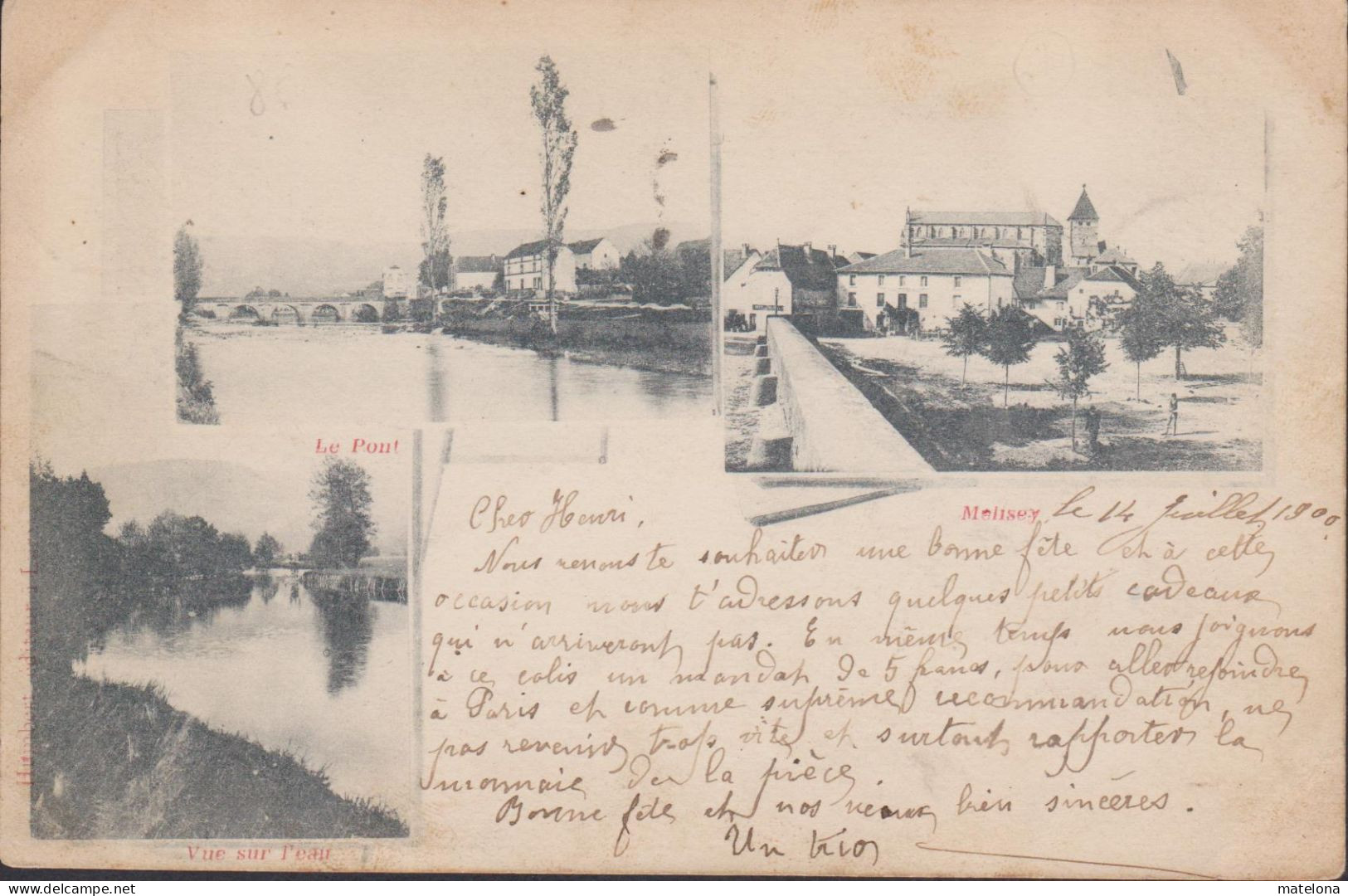 70 - HAUTE SAONE MELISEY  LE PONT VUE SUR L'EAU  PRECURSEUR VOYAGEE 1900 - Mélisey