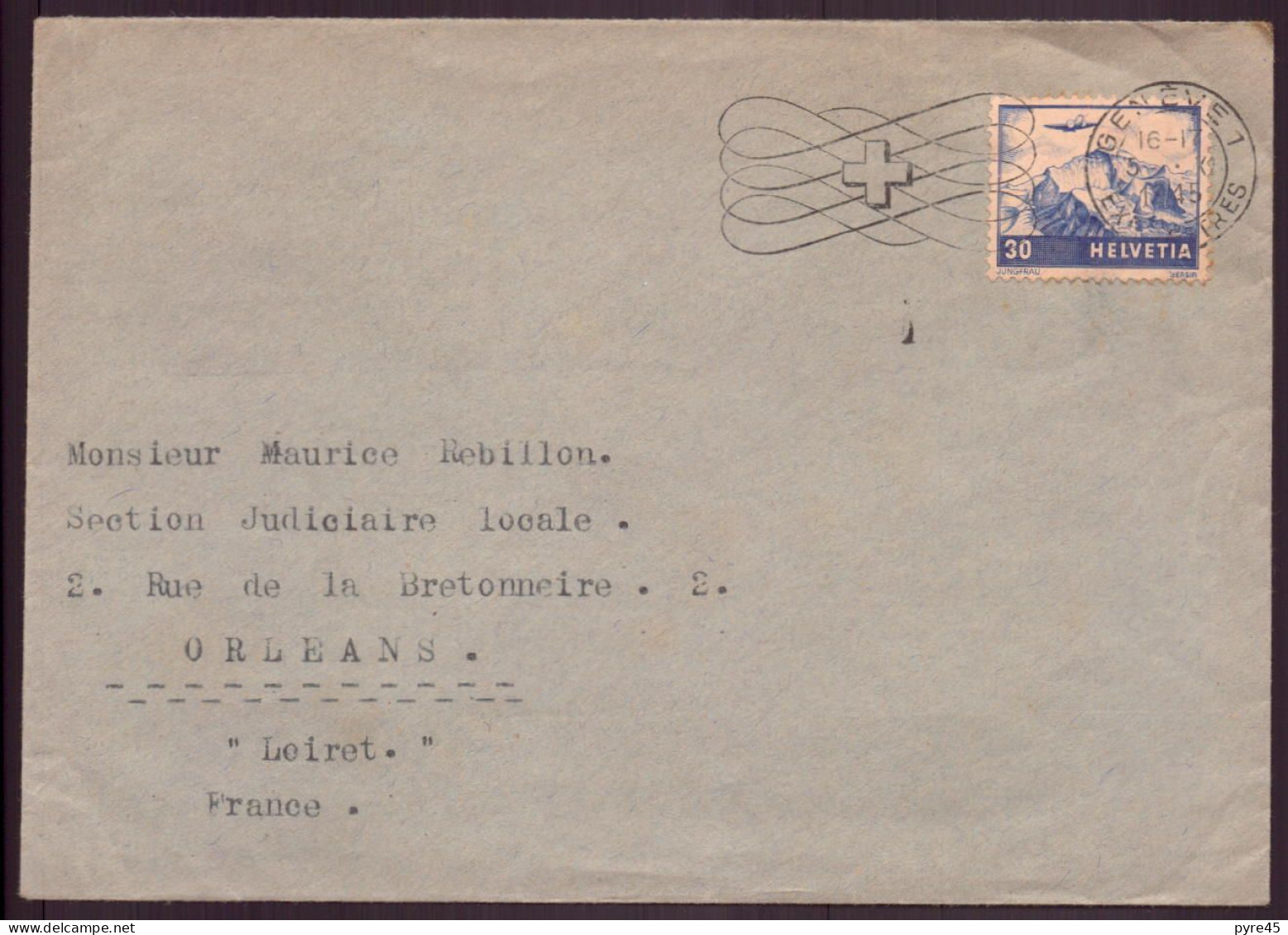 Suisse, Enveloppe Du 16 Mai 1945 De Genève Pour Orléans - Altri & Non Classificati