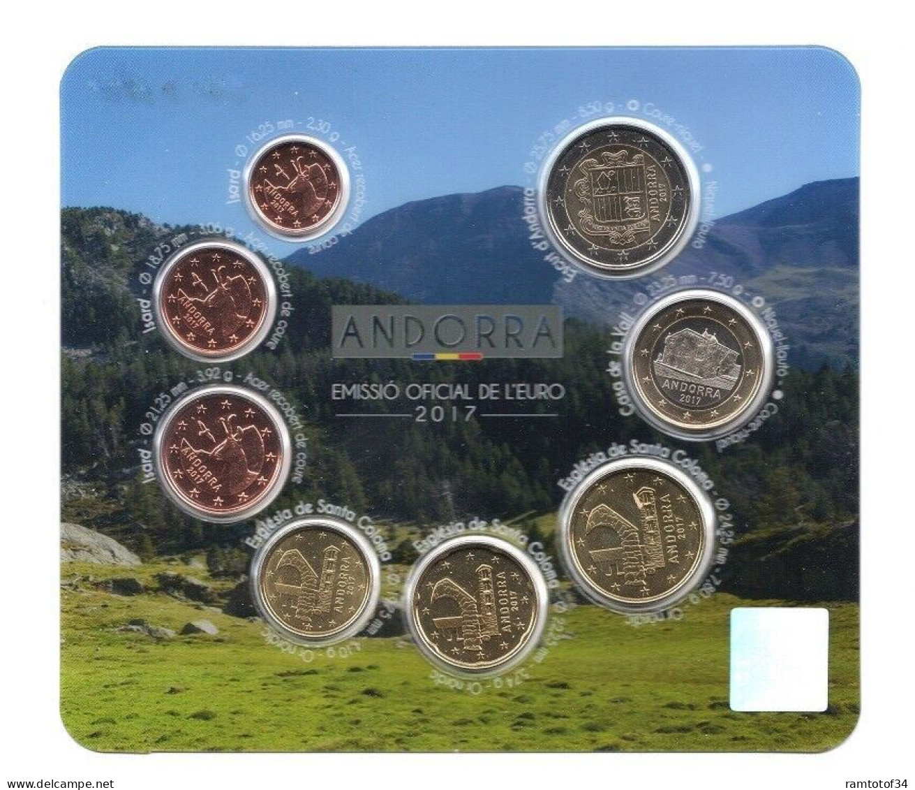 2017 ANDORRE - Coffret BU (8 Pièces) Série Monnaies Euro Andorra - Andorra