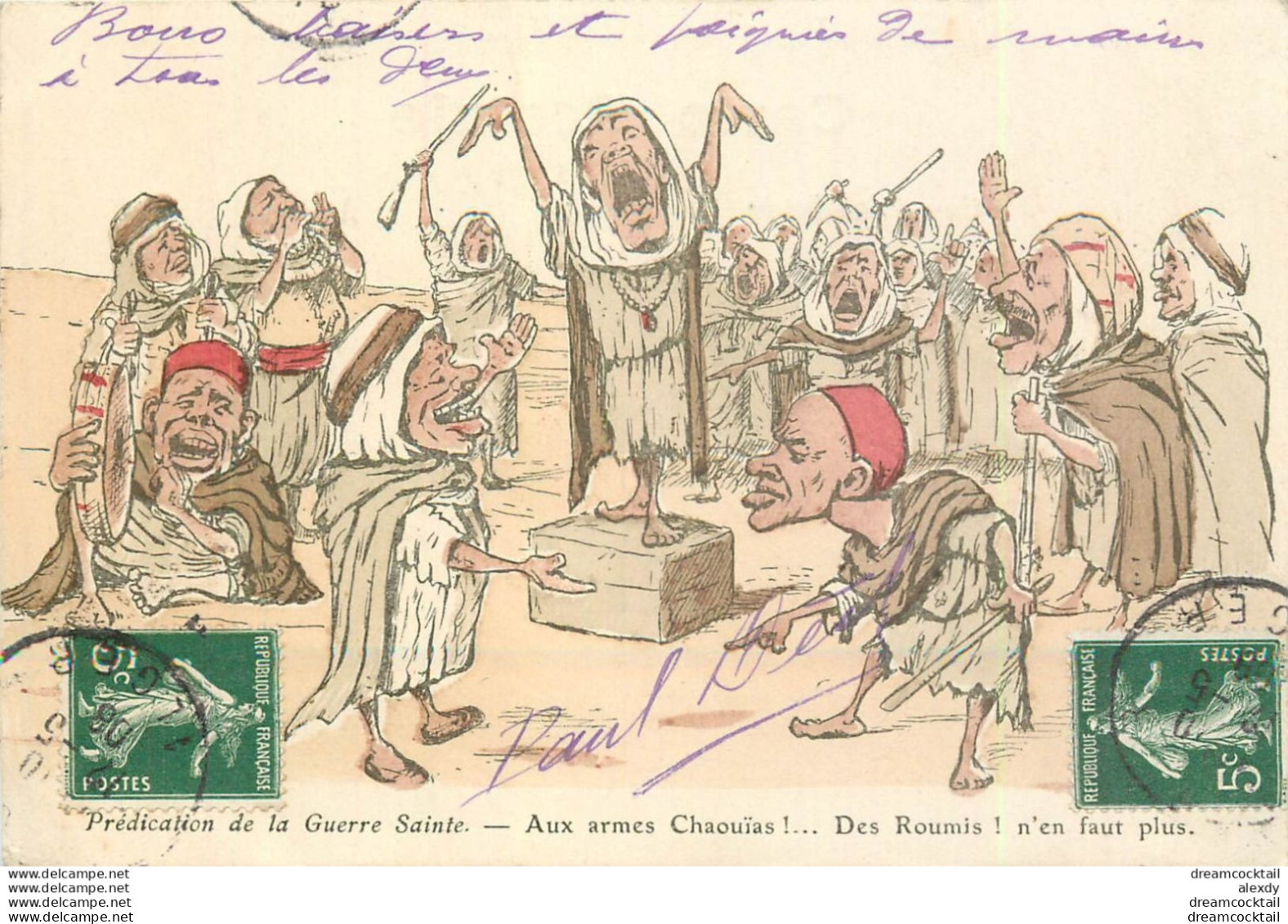 (PM) Illustrateur Chagny PREDICATION DE LA GUERRE SAINTE Aux Armes Chaouïs ! 1908 - Chagny