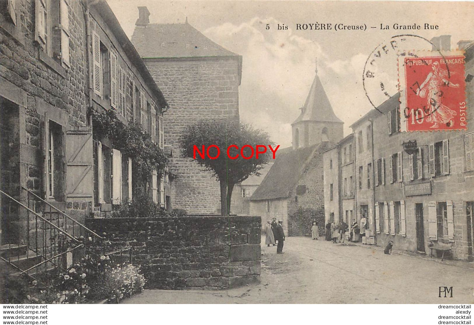 WW 23 ROYERE. La Grande Rue état Impeccable 1917 Perspective Rare Avant Que La Gendarmerie S'installe... - Royere