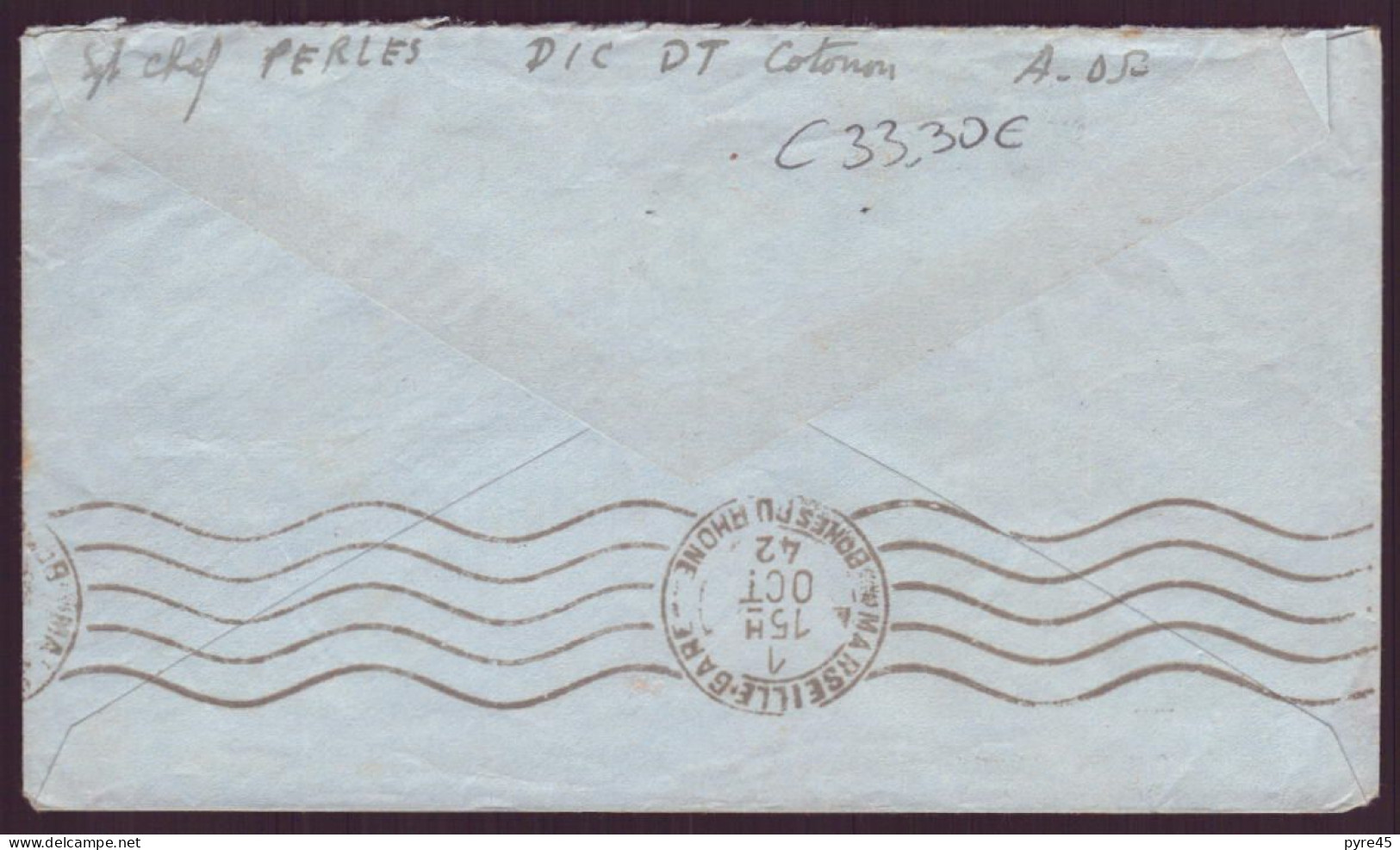 Dahomey, Enveloppe Du 21 Septembre 1942, De Cotonou Pour Saint-Amand ( Côte 33.30€ ) - Altri & Non Classificati