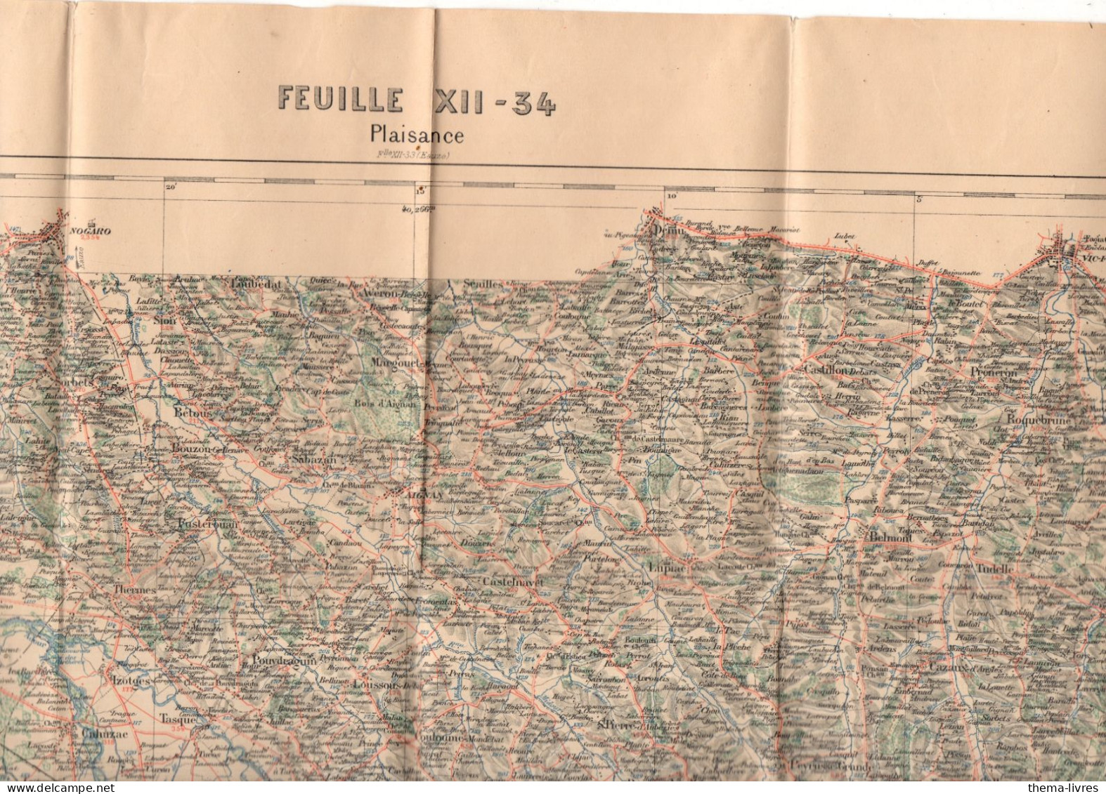 Plaisance (32)  Carte  Feuille XII-34  1/100000...1892 (PPP45709) - Cartes Topographiques