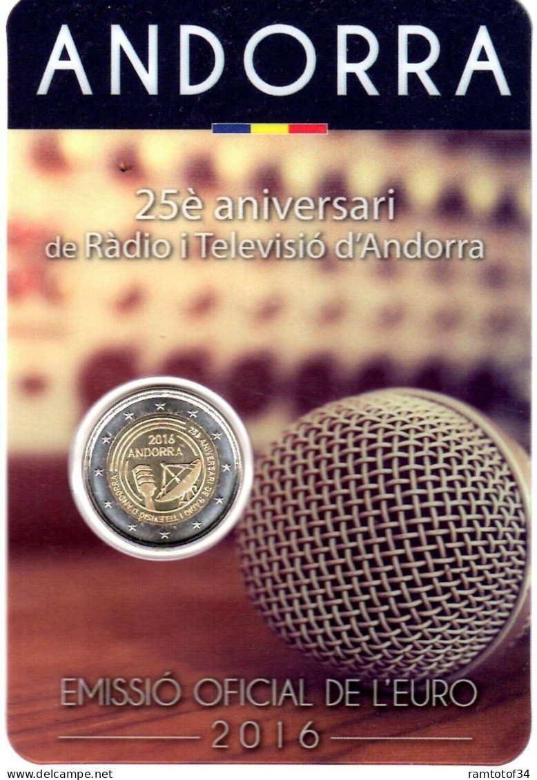 2016 ANDORRE - 2€ Euro Commémorative - Radio Et Télévision - Andorra