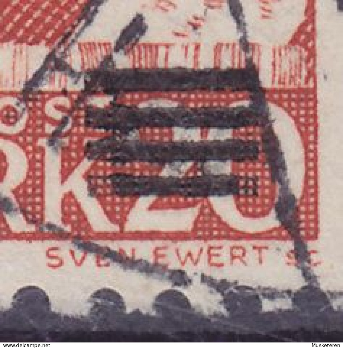 Denmark 1955 Mi. 360 II, 30/20 Øre Frederik IX. ERROR Variety 'Short Lower Beam In Overprint' HERLEV 1956 Cds. (2 Scans) - Plaatfouten En Curiosa