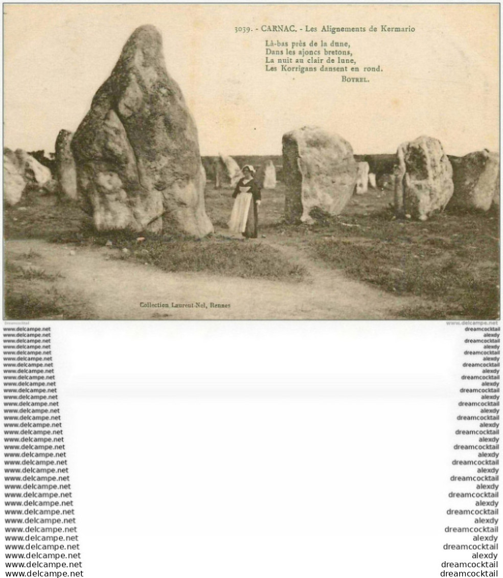 DOLMENS ET MENHIRS. 56 Carnac Alignements De Kermario Animation Par Botrel 1924 - Dolmen & Menhire