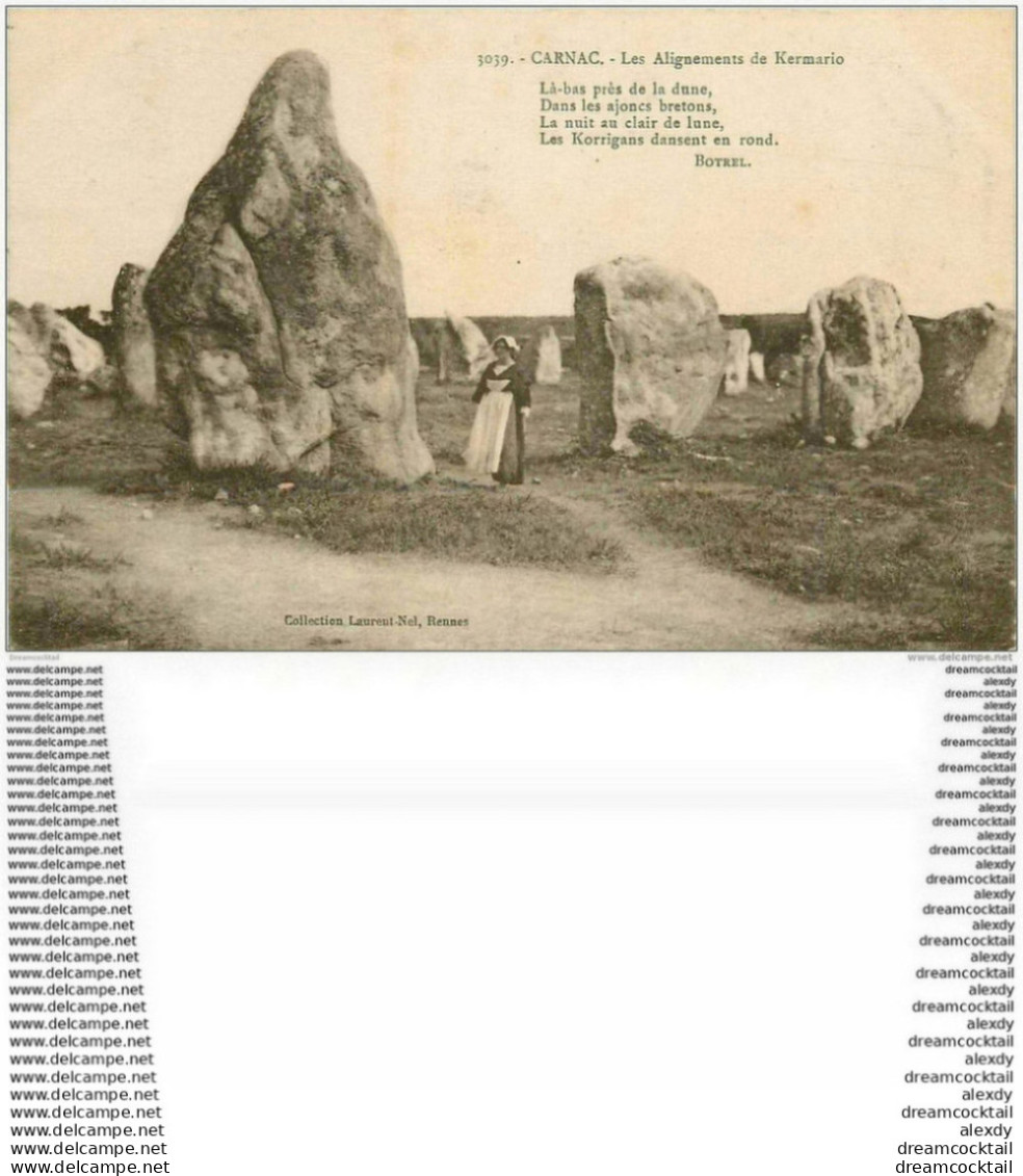DOLMENS ET MENHIRS. 56 Carnac Alignements De Kermario Animation Par Botrel 1924 - Dolmen & Menhirs